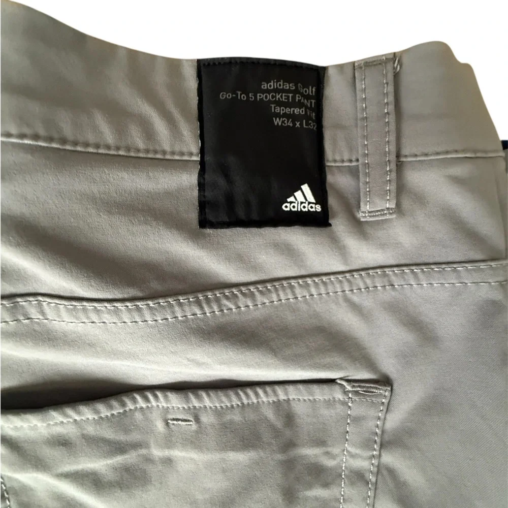 adidas Golf Men's Light Gray Golf Chinos Go To 5 Pocket Pant Tapered Fit 34x32